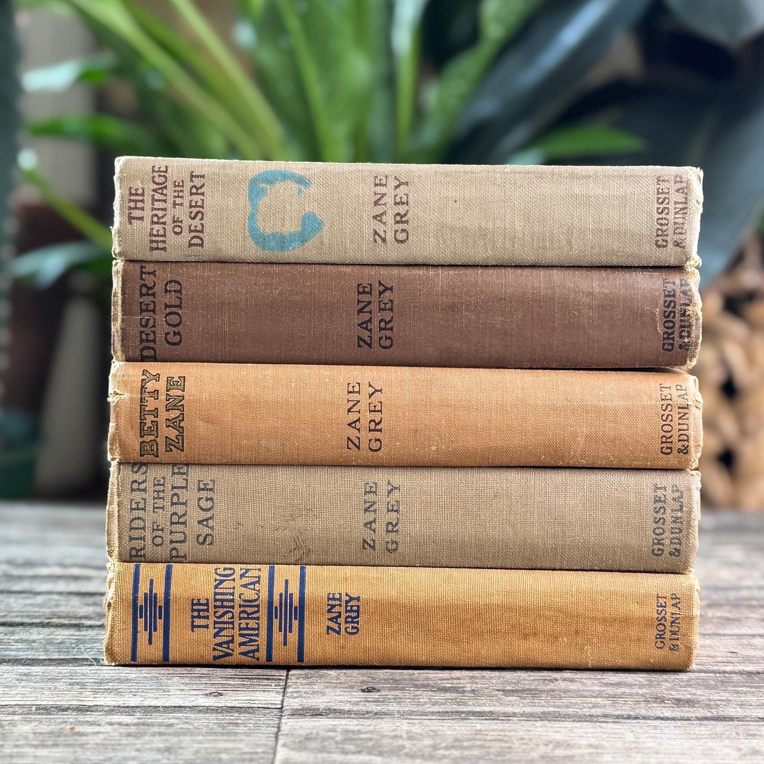 Antique Old West Zane Grey Novel Bundle in Orange and Brown