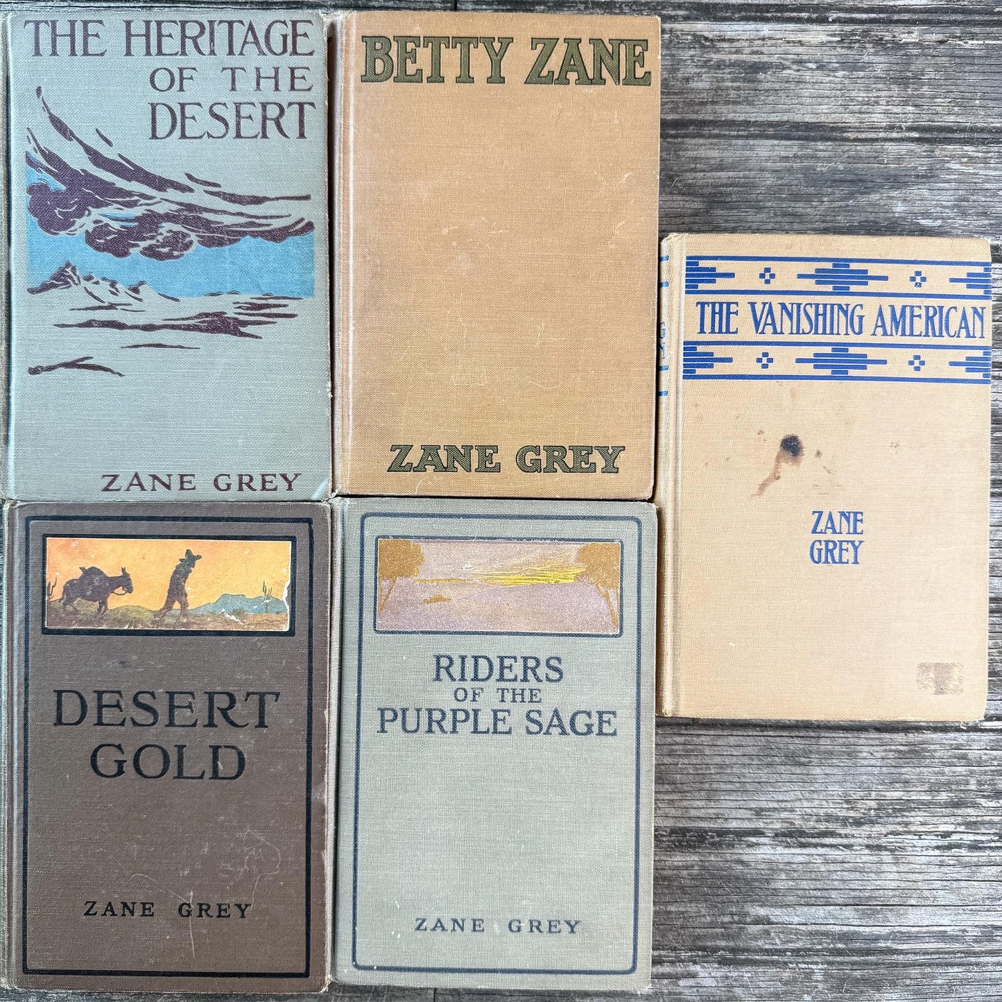 Antique Old West Zane Grey Novel Bundle in Orange and Brown