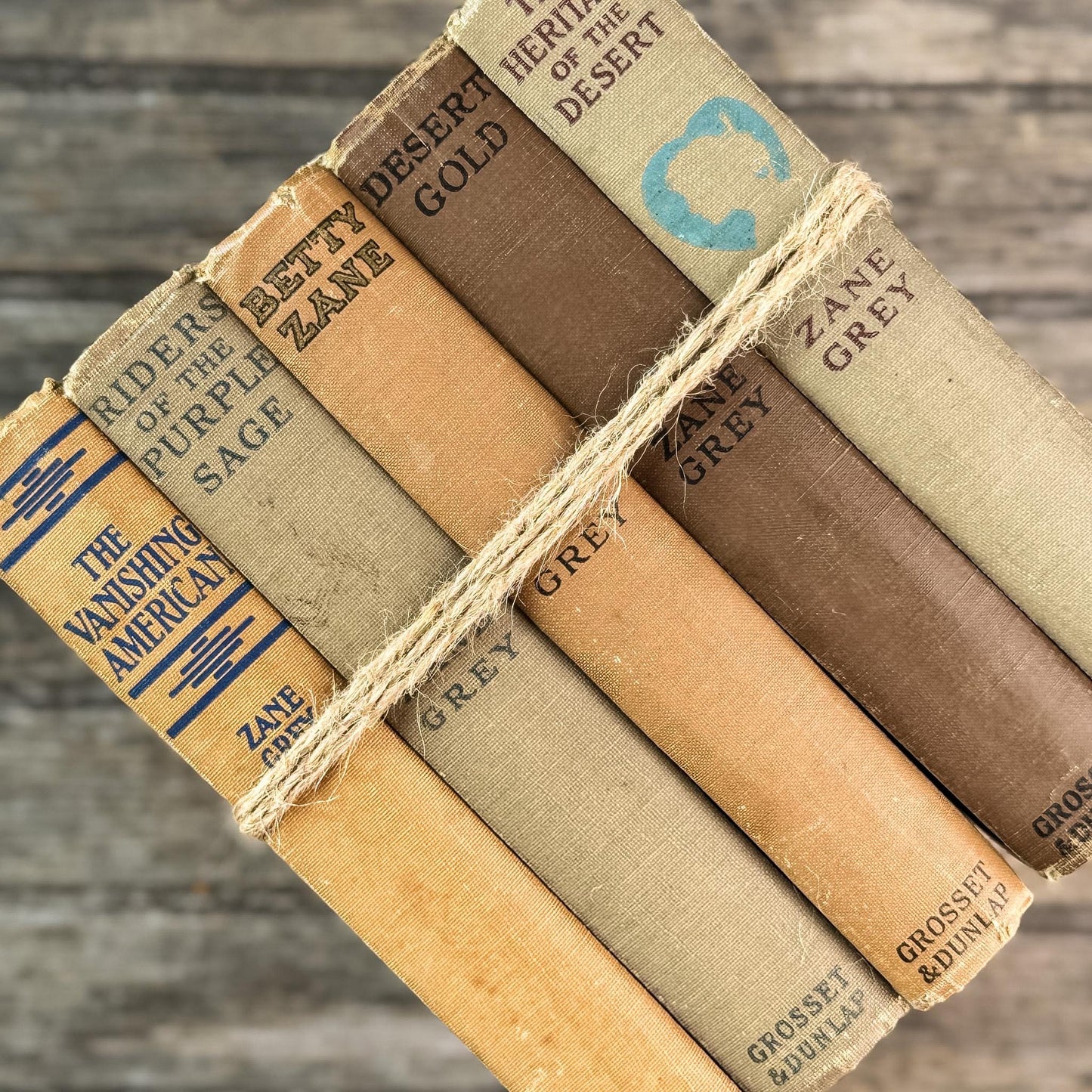 Antique Old West Zane Grey Novel Bundle in Orange and Brown