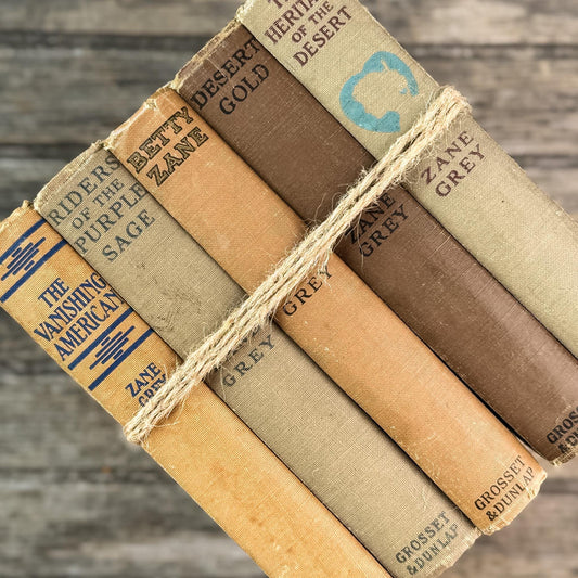 Antique Old West Zane Grey Novel Bundle in Orange and Brown