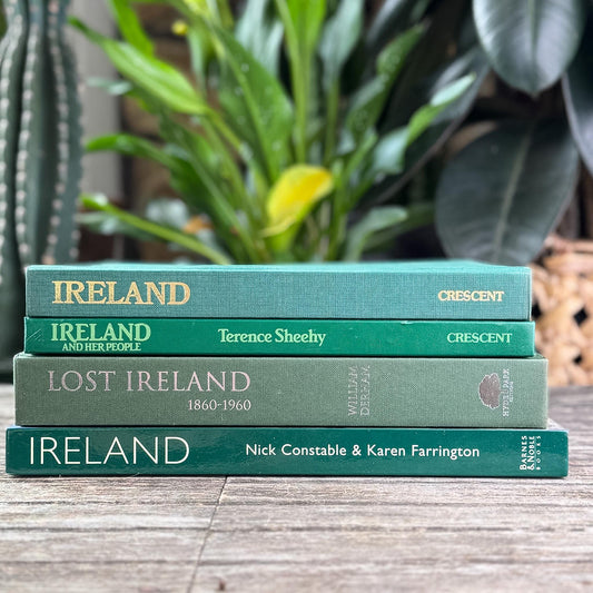 Vintage Green Ireland-Themed Coffee Table Book Set