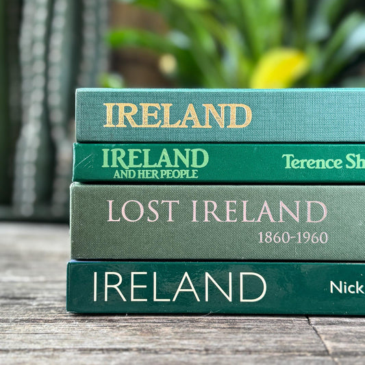 Vintage Green Ireland-Themed Coffee Table Book Set