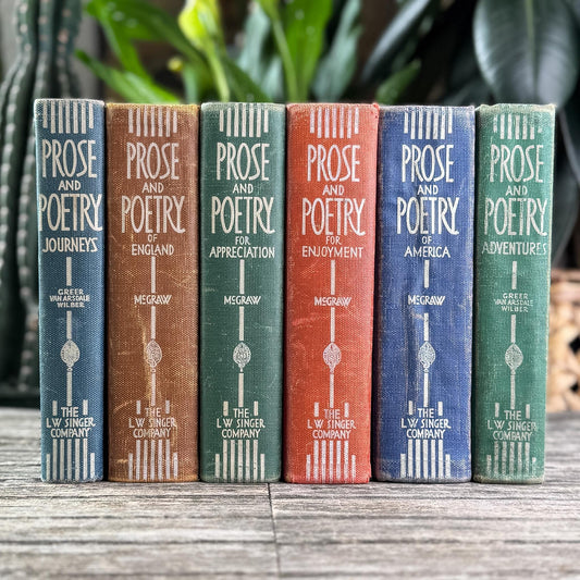 Art Deco Prose and Poetry School Book Set, 1930s