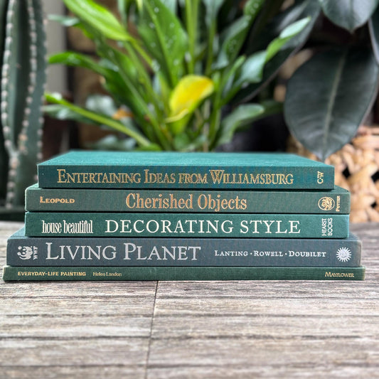 Vintage Forest Green Coffee Table Book Set