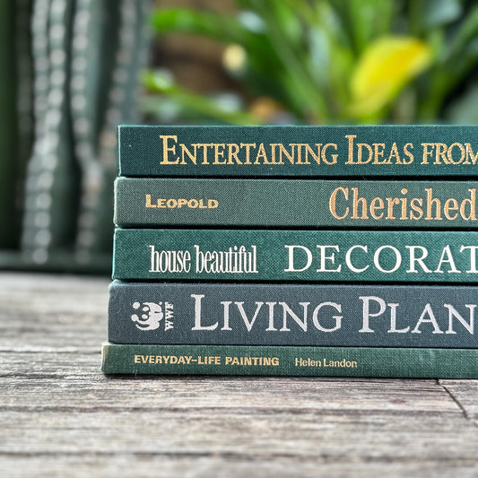 Vintage Forest Green Coffee Table Book Set