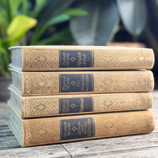 Antique German Neutral Tan Linen Hardcovers by Thomas Mann