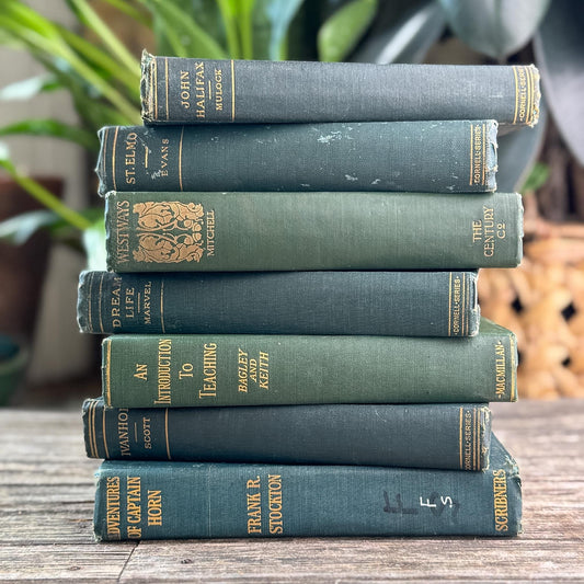Antique Green Classic Literature Books for Dark Academia Shelf Styling
