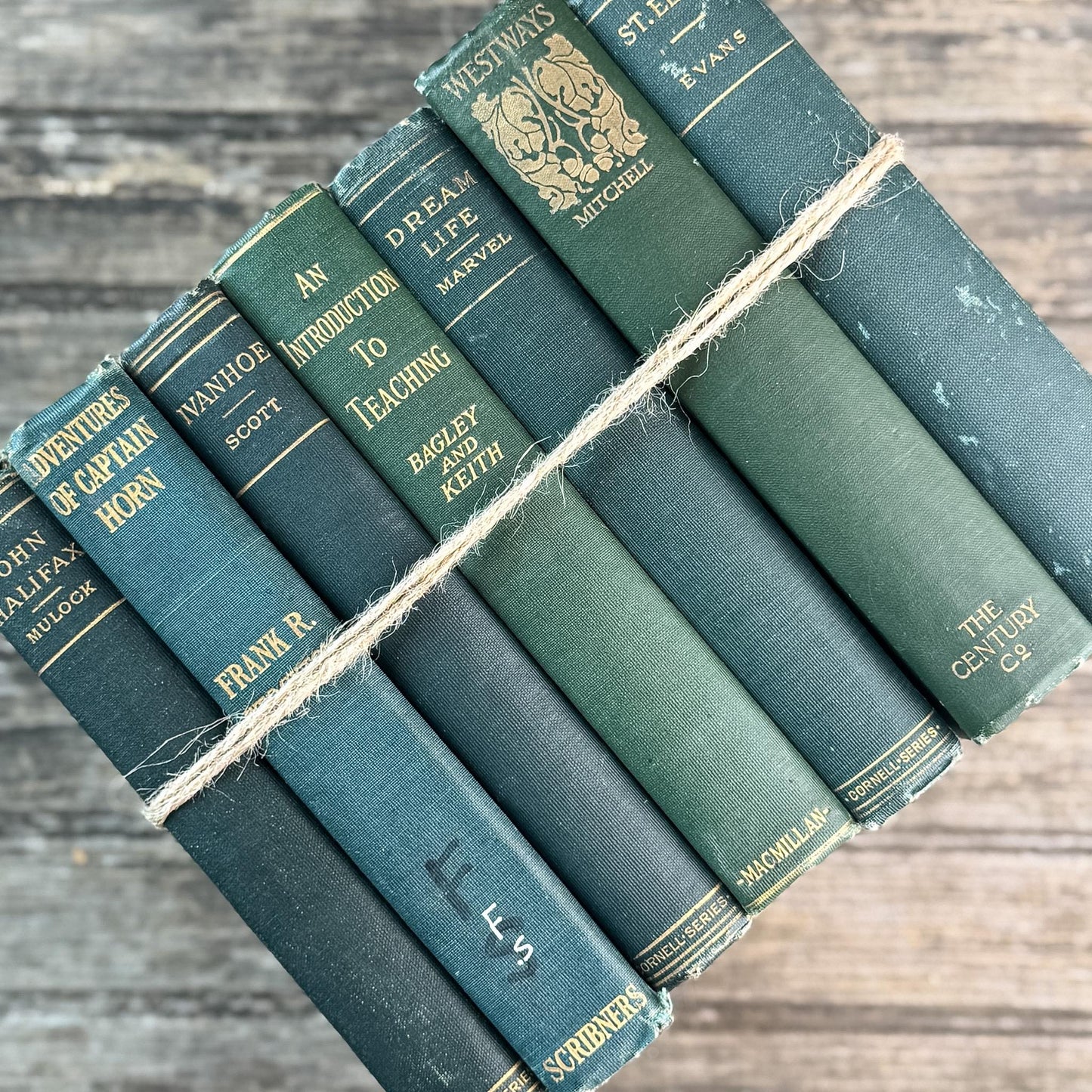 Antique Green Classic Literature Books for Dark Academia Shelf Styling