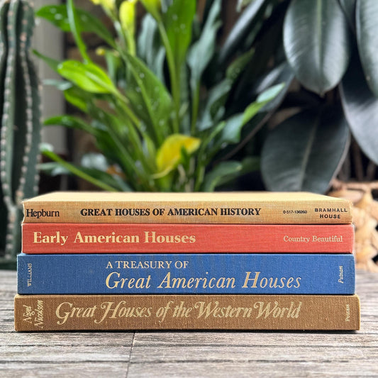 Set of 5 Coffee Table Books on American Houses & Architecture in Terra Cotta Tan Gray Blue