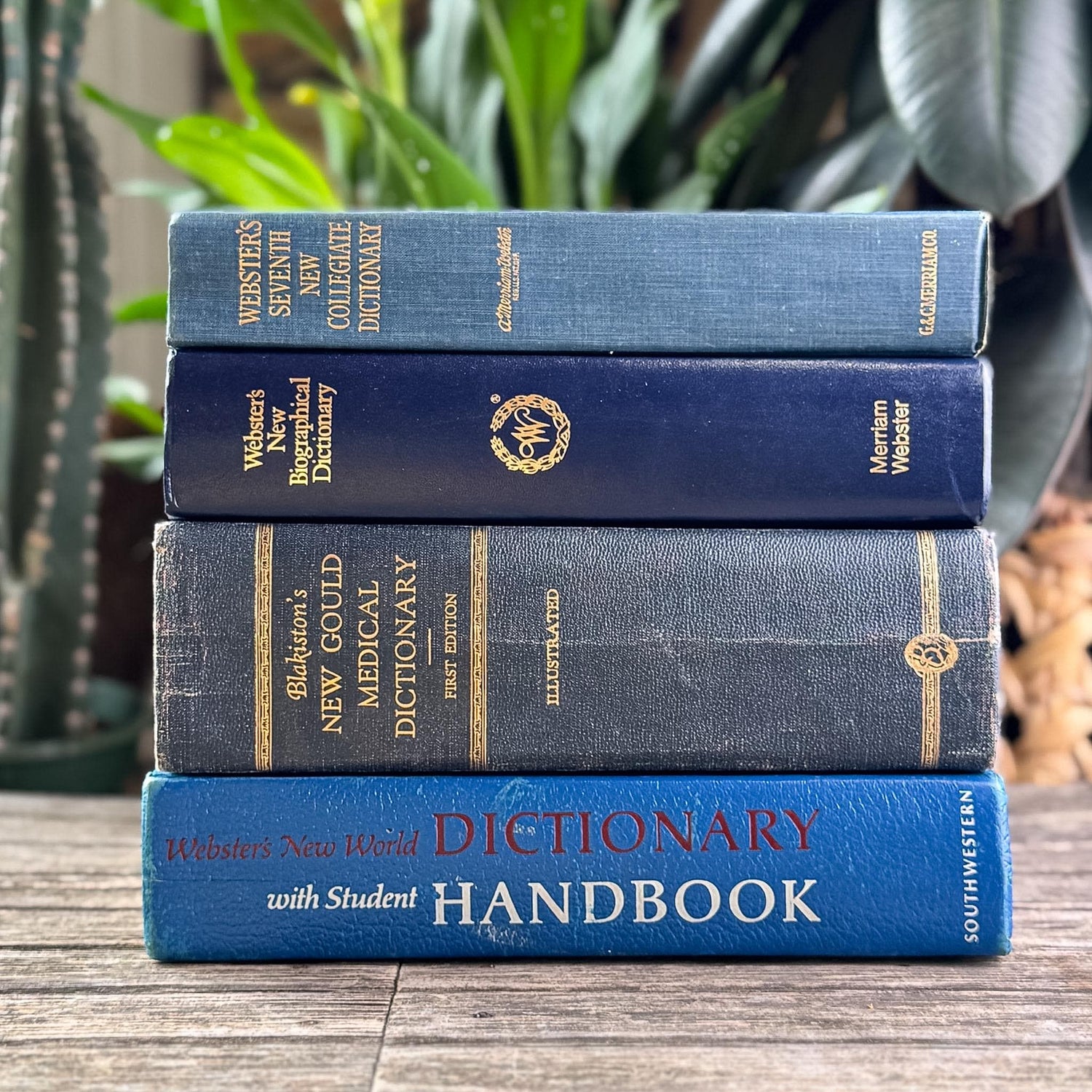 Vintage Large Reference Dictionaries For Bold Shelf Styling and Office Decor