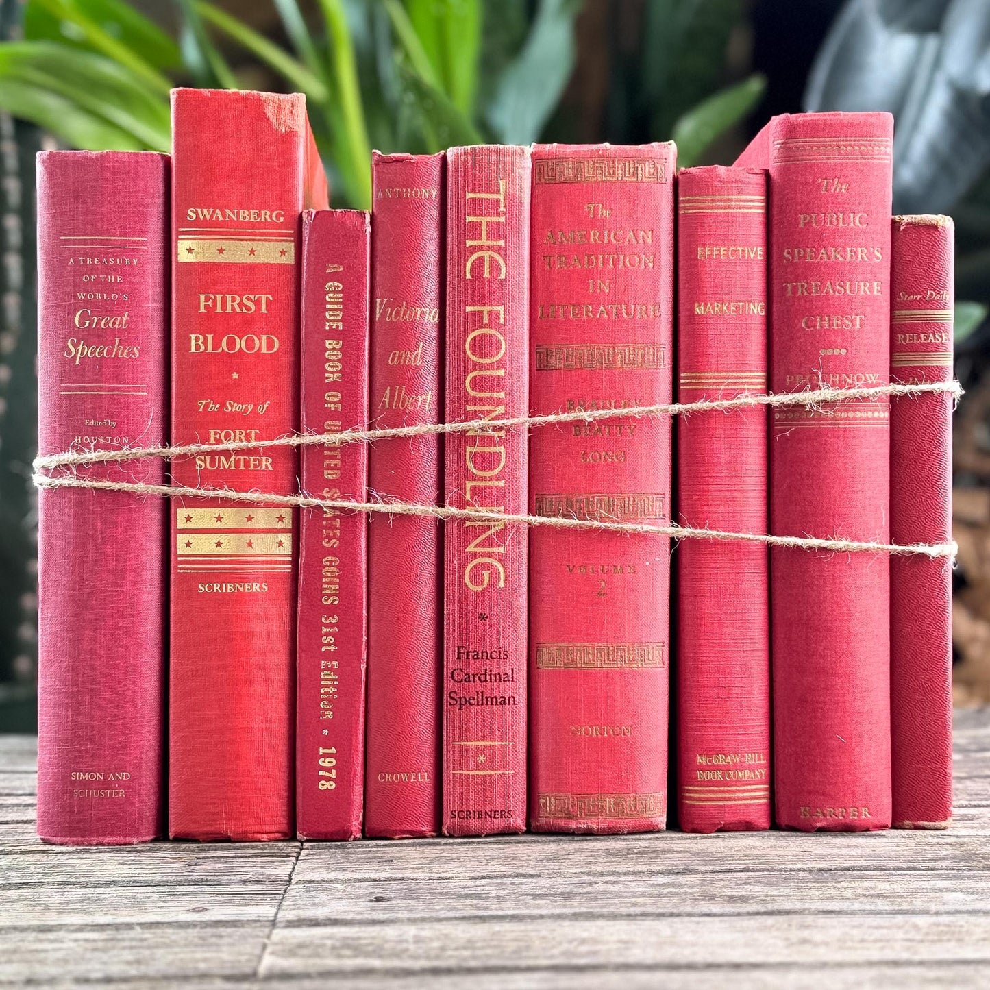Vintage Red and Gold Books for Display