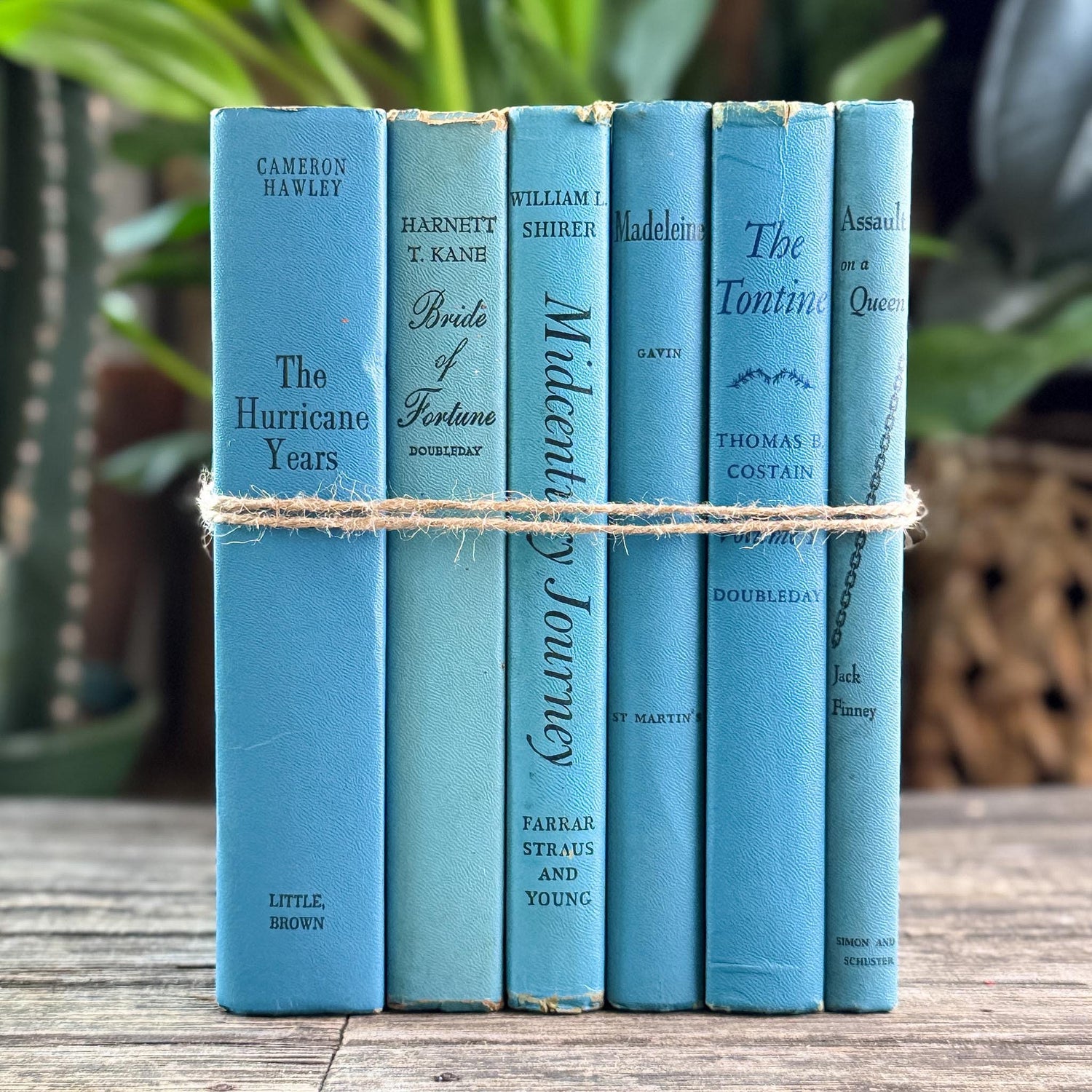 Turquoise Blue Mid Century Book Set for Bookshelf Decor