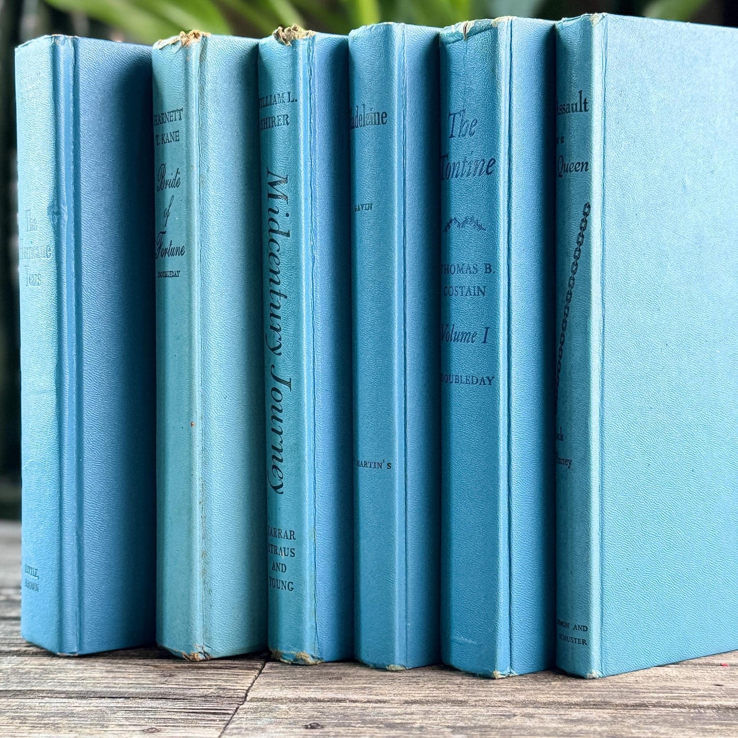 Turquoise Blue Mid Century Book Set for Bookshelf Decor – Pretty