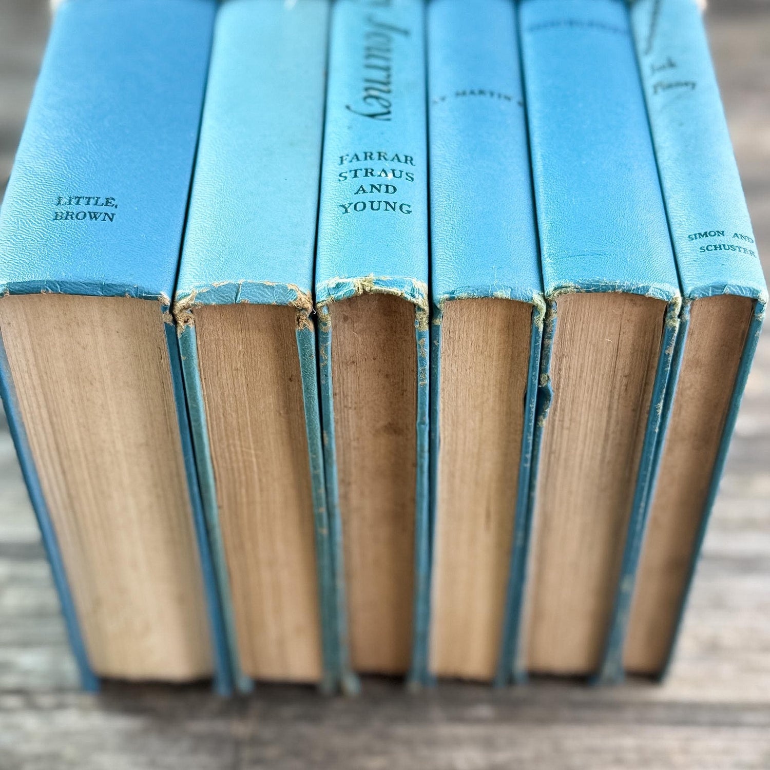 Turquoise Blue Mid Century Book Set for Bookshelf Decor – Pretty