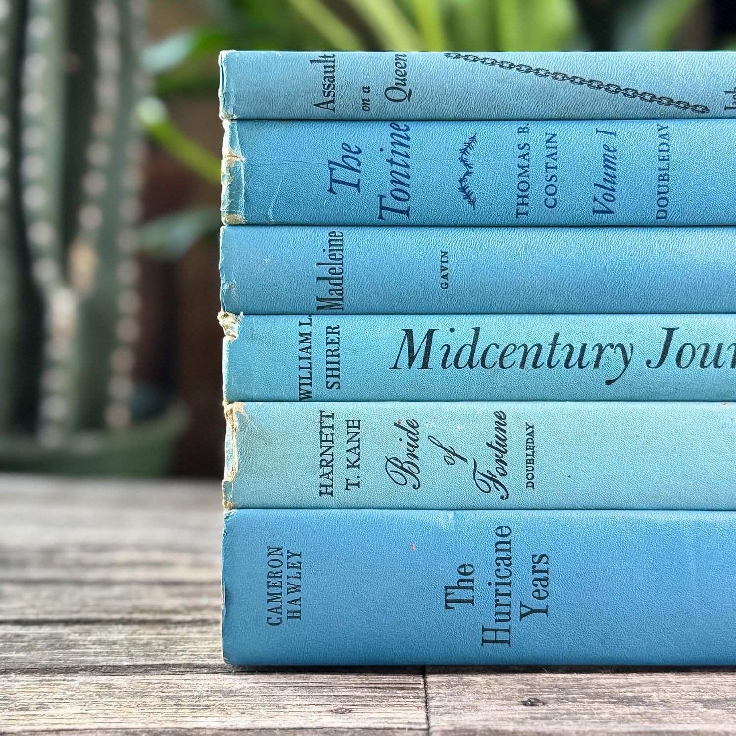 Turquoise Blue Mid Century Book Set for Bookshelf Decor – Pretty