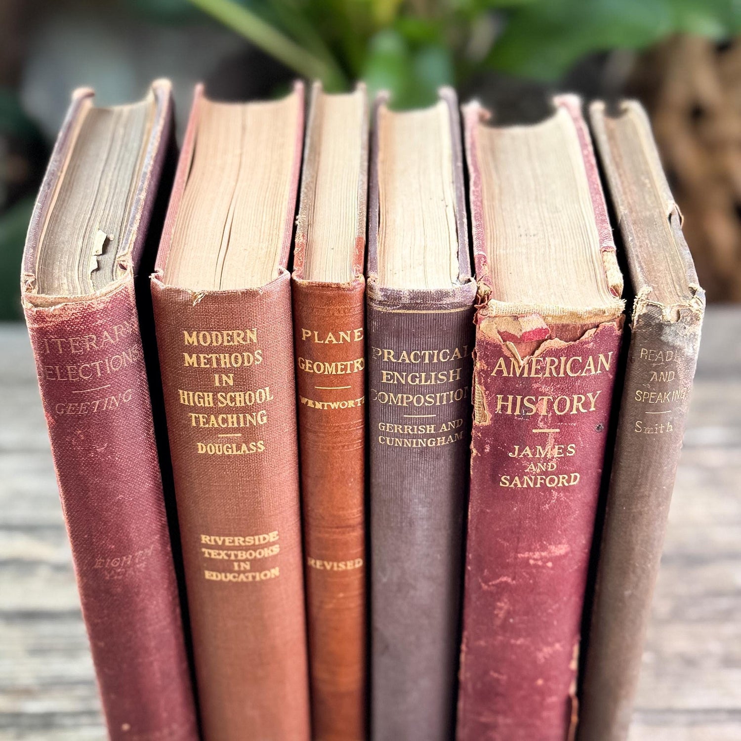 Antique Red, Copper, and Brown School Book Bundle for Shelf Styling