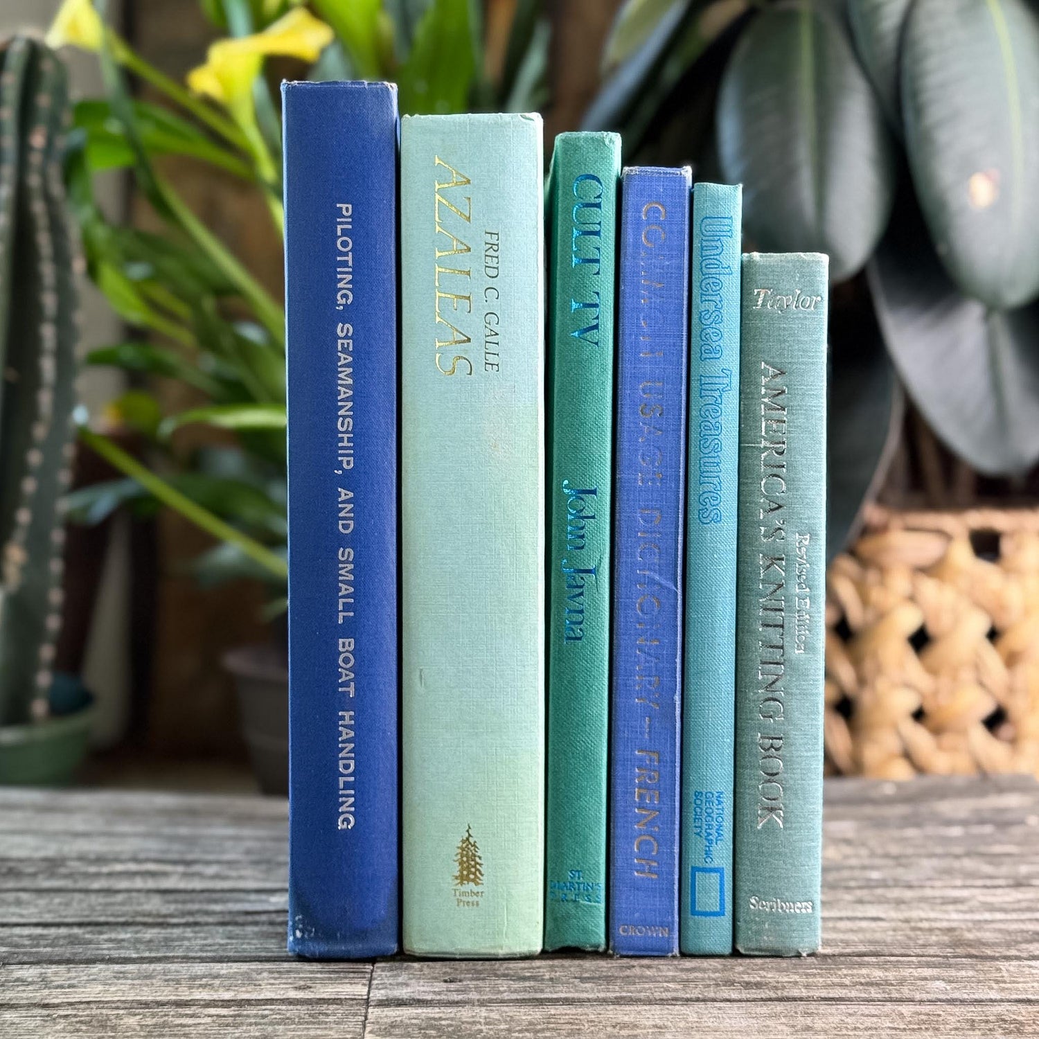 Vintage Blue and Green Coffee Table Books For Decor, Art, Gardening, Culture