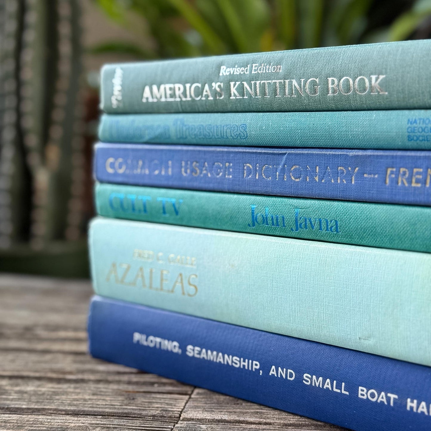 Vintage Blue and Green Coffee Table Books For Decor, Art, Gardening, Culture