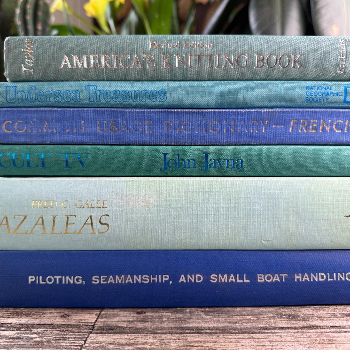 Vintage Blue and Green Coffee Table Books For Decor, Art, Gardening, Culture