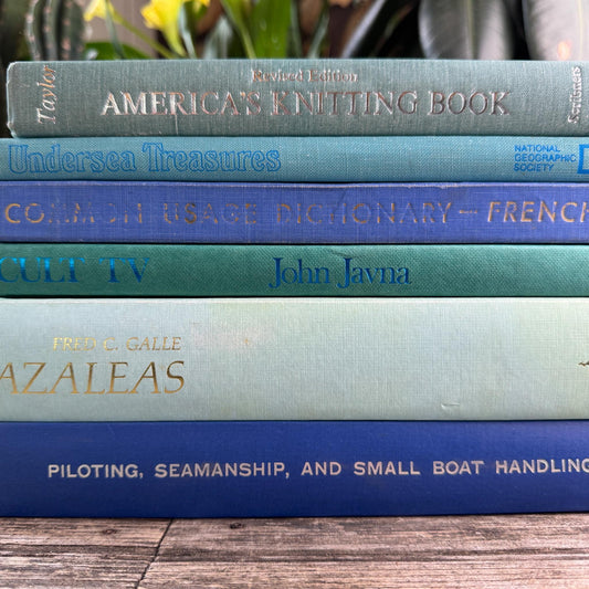 Vintage Blue and Green Coffee Table Books For Decor, Art, Gardening, Culture