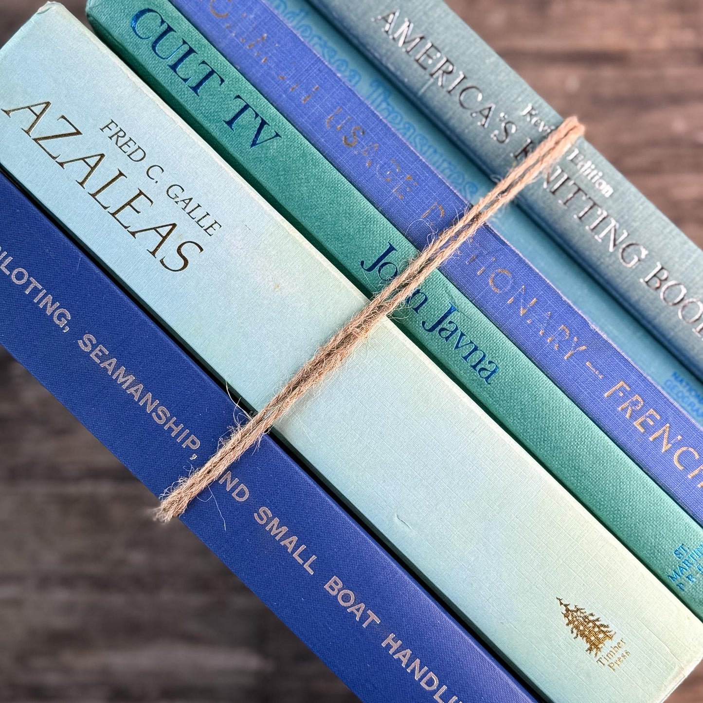 Vintage Blue and Green Coffee Table Books For Decor, Art, Gardening, Culture
