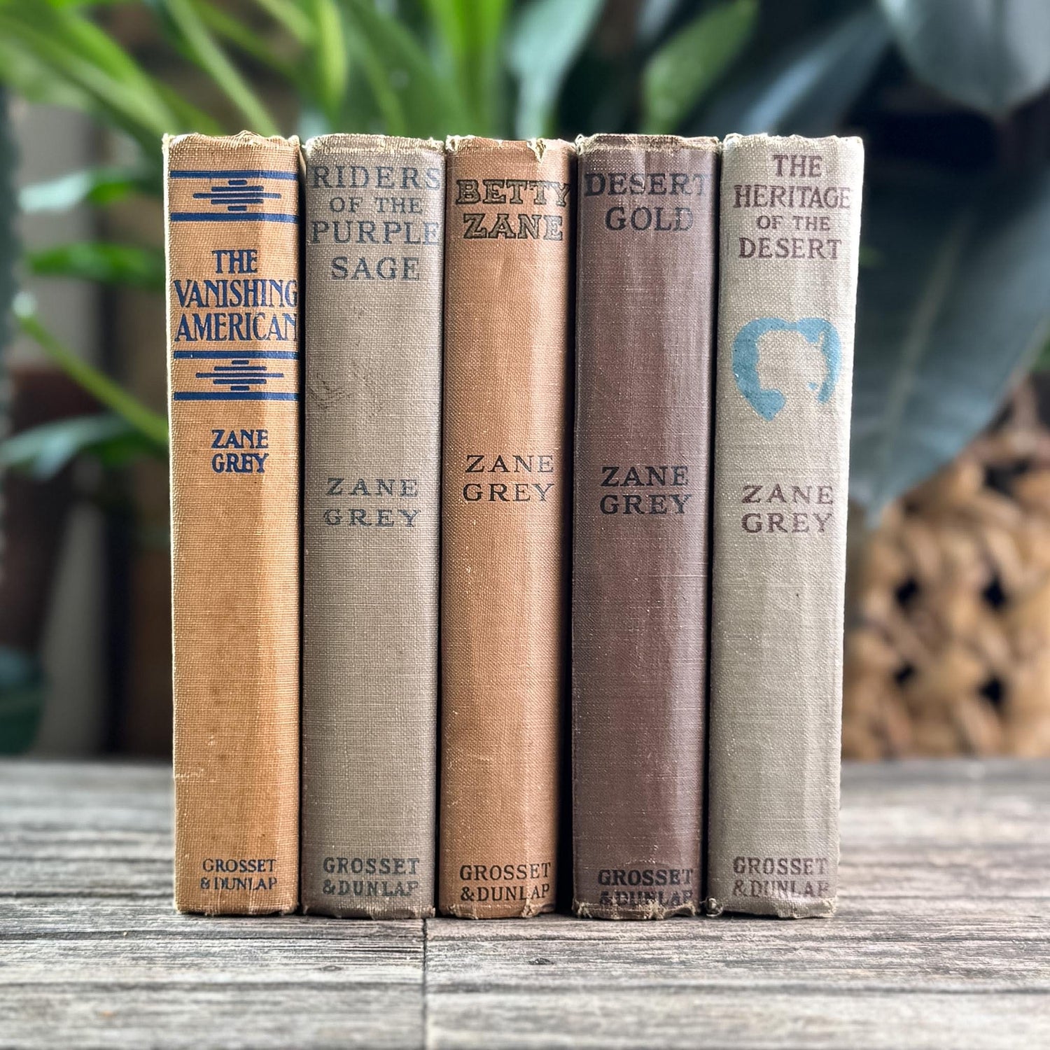 Antique Old West Zane Grey Novel Bundle in Orange and Brown