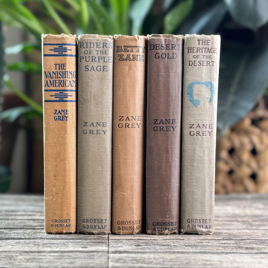 Antique Old West Zane Grey Novel Bundle in Orange and Brown