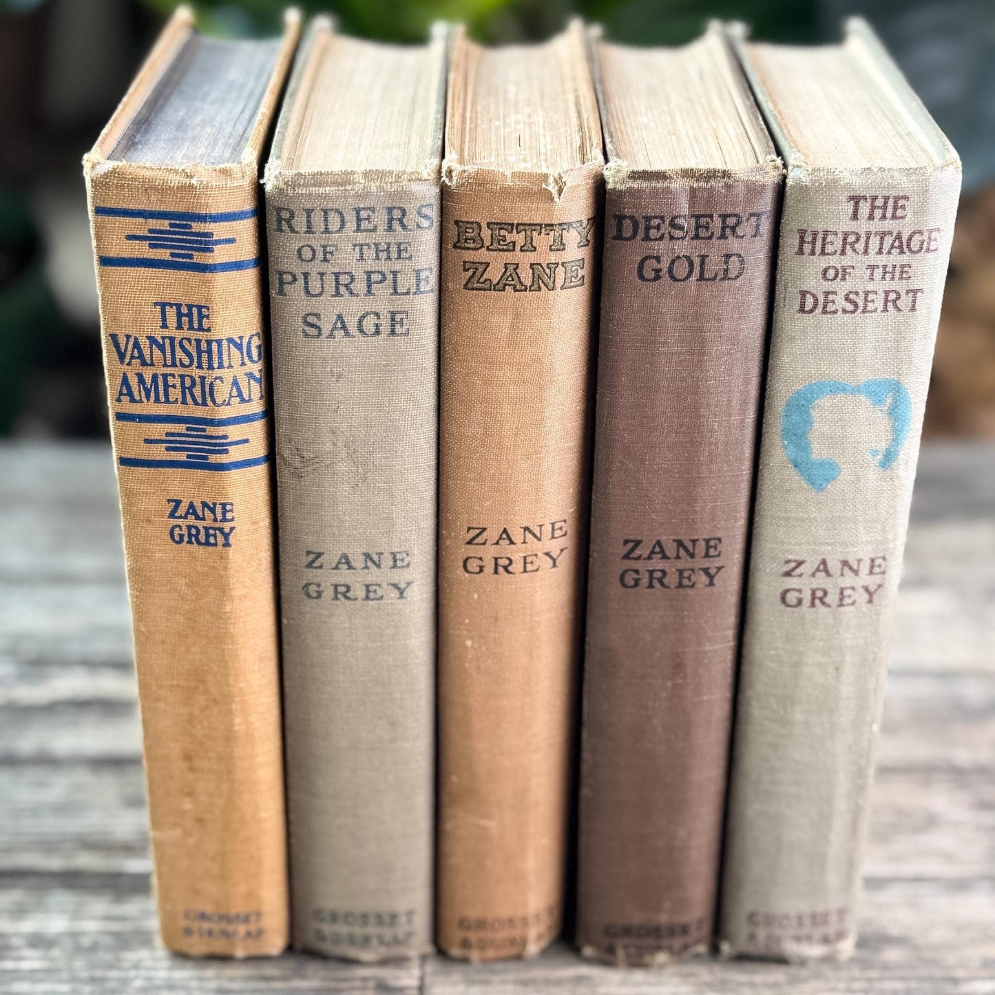 Antique Old West Zane Grey Novel Bundle in Orange and Brown