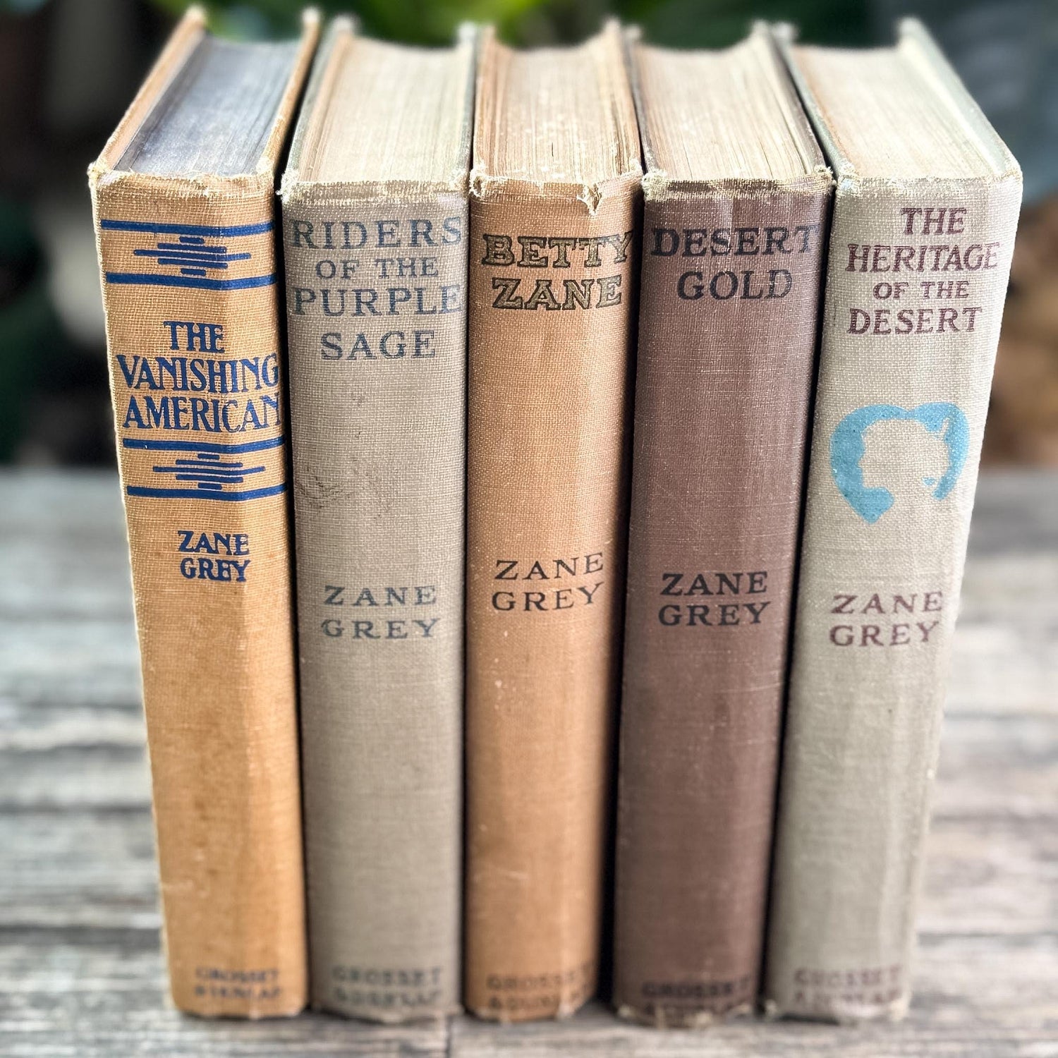 Antique Old West Zane Grey Novel Bundle in Orange and Brown