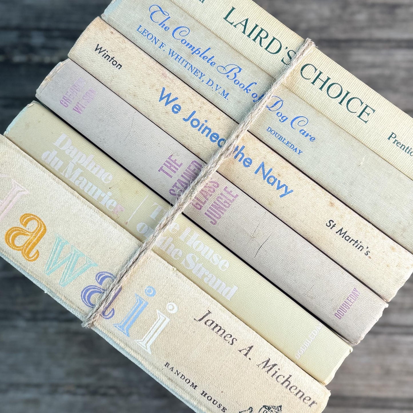 Vintage Shabby Cream Textured Linen Book Set