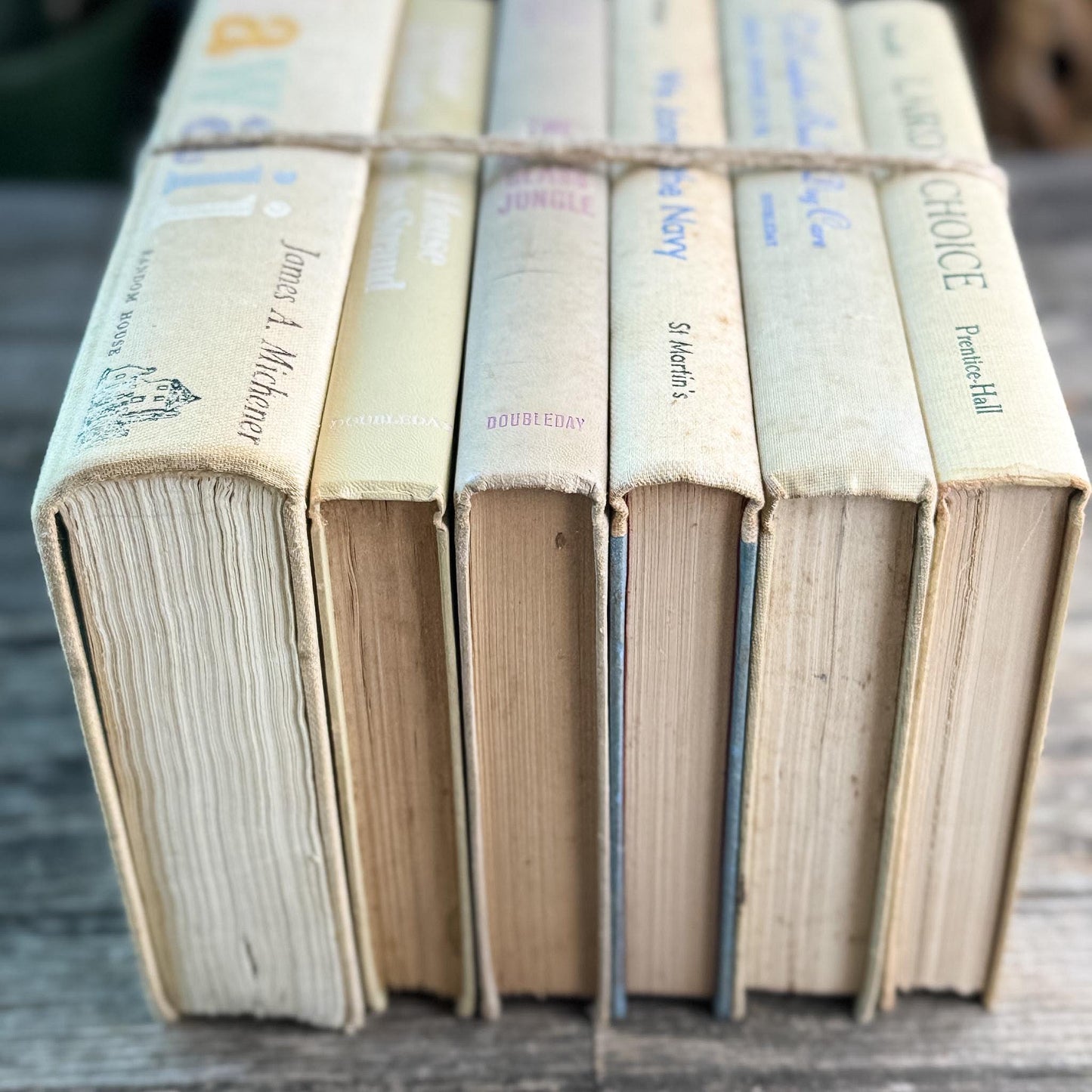 Vintage Shabby Cream Textured Linen Book Set