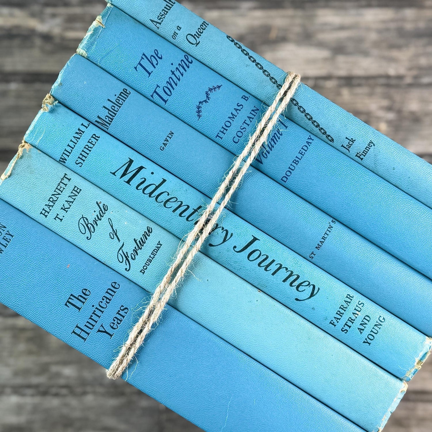 Turquoise Blue Mid Century Book Set for Bookshelf Decor – Pretty
