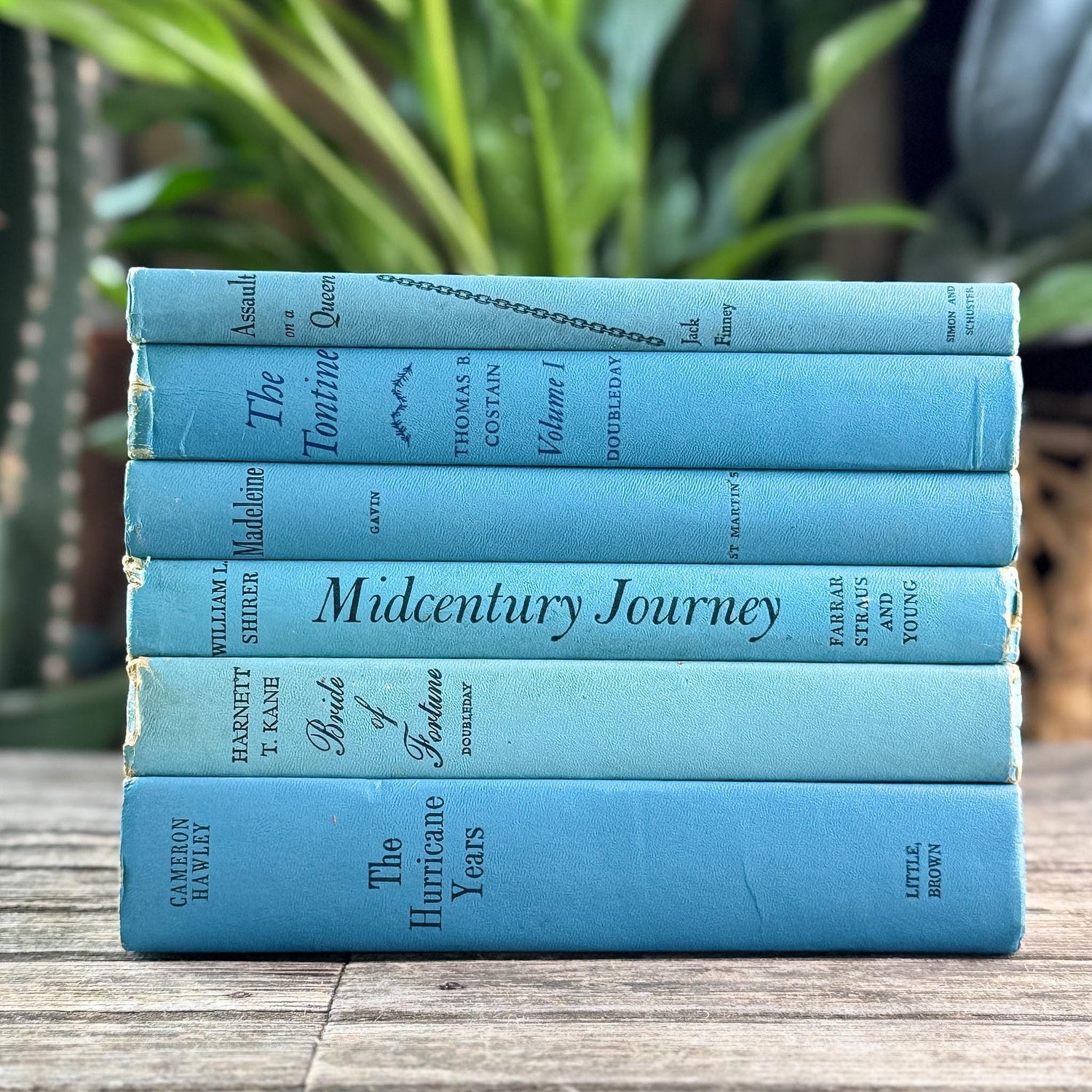 Turquoise Blue Mid Century Book Set for Bookshelf Decor – Pretty