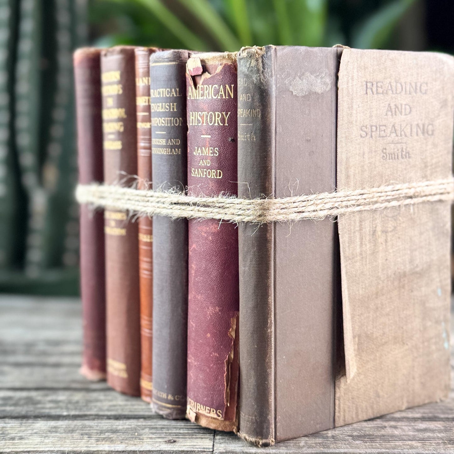 Antique Red, Copper, and Brown School Book Bundle for Shelf Styling