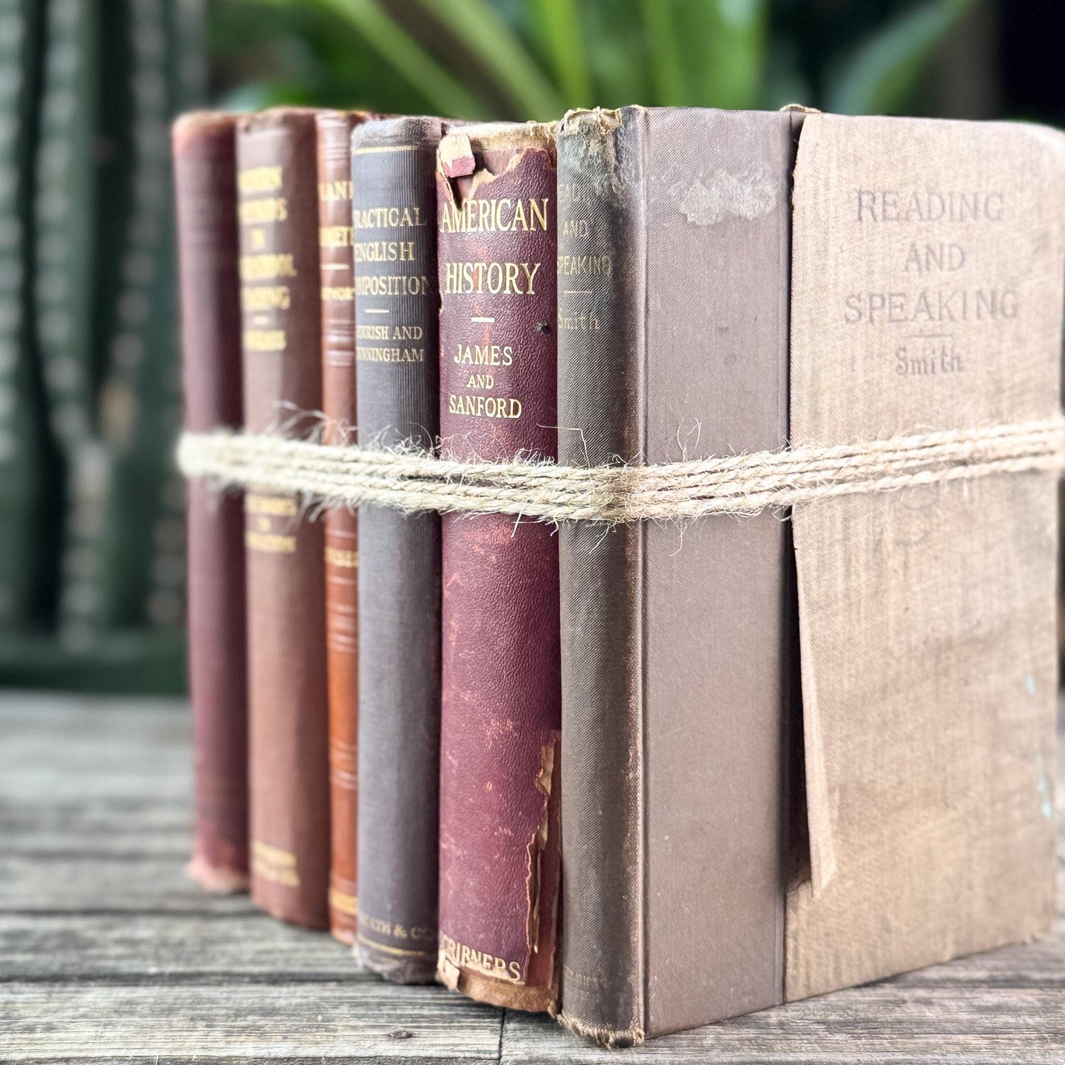 Antique Red, Copper, and Brown School Book Bundle for Shelf Styling