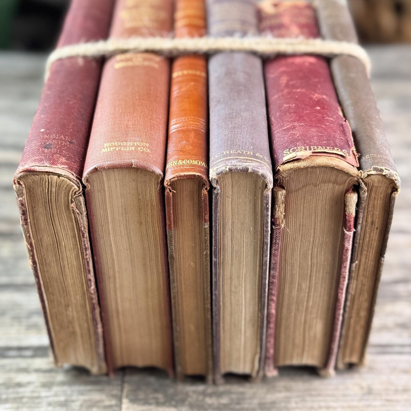 Antique Red, Copper, and Brown School Book Bundle for Shelf Styling