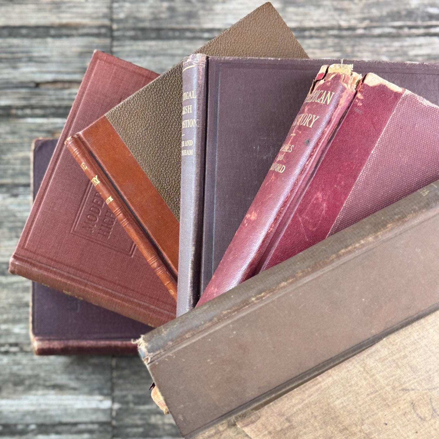 Antique Red, Copper, and Brown School Book Bundle for Shelf Styling
