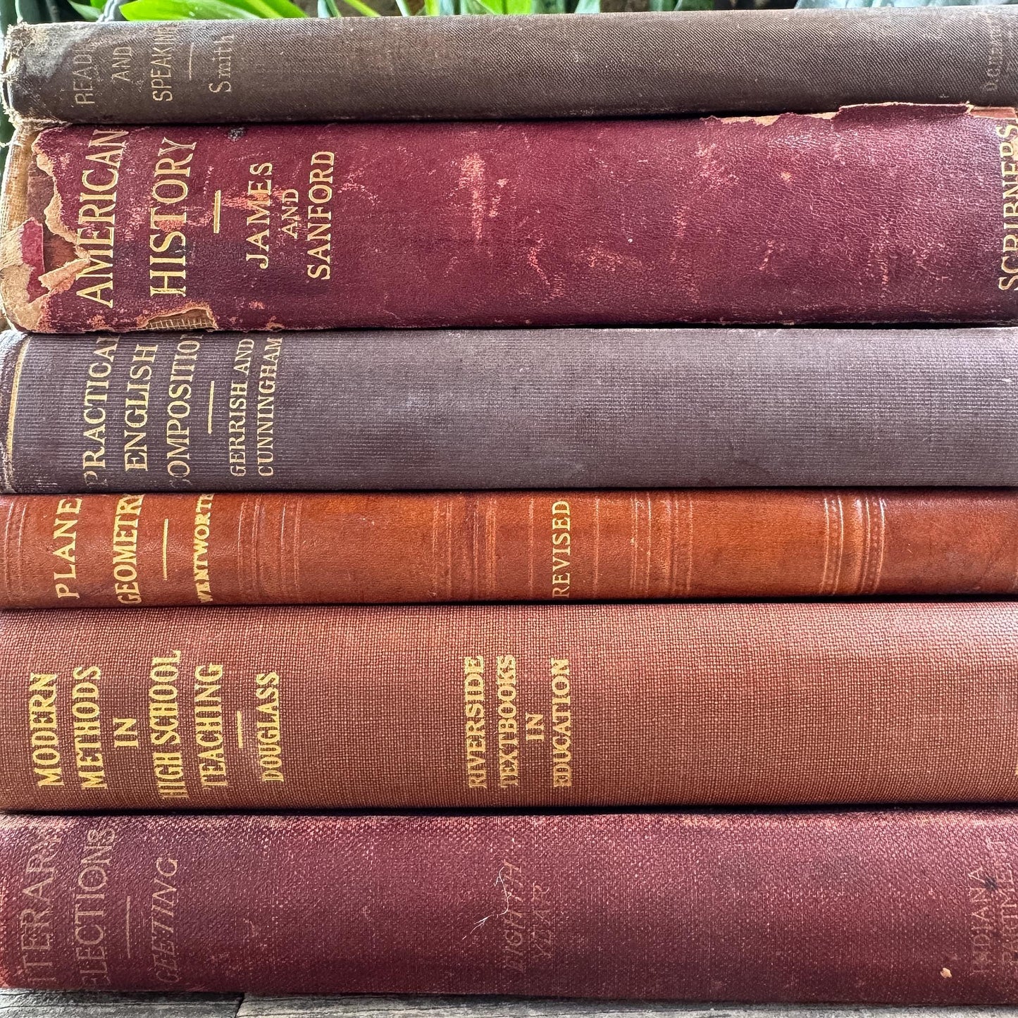 Antique Red, Copper, and Brown School Book Bundle for Shelf Styling