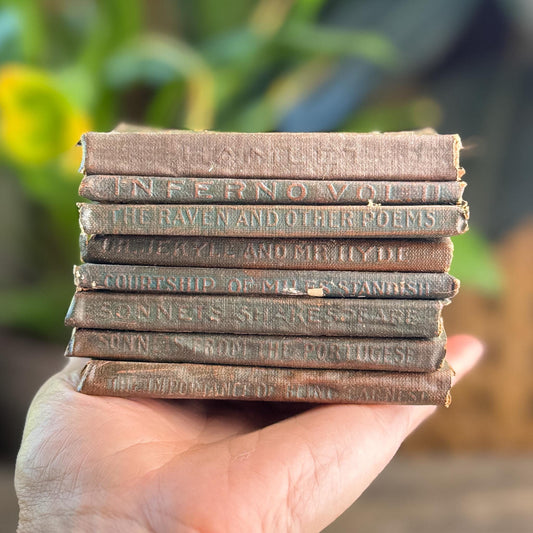 Antique Green Little Leather Library Book Bundle