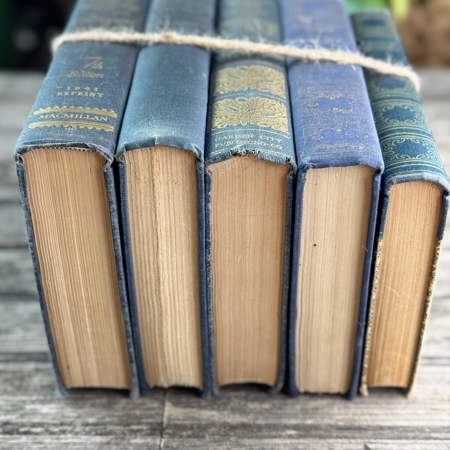 Dark Academia Navy & Gold Vintage Book Bundle for Shelf Styling