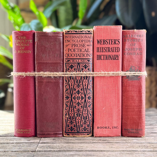 Vintage Large Chunky Red Decorative Books for Shelf Styling