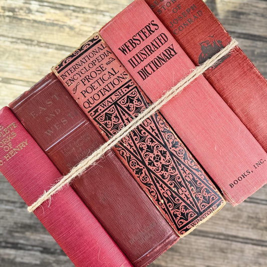Vintage Large Chunky Red Decorative Books for Shelf Styling
