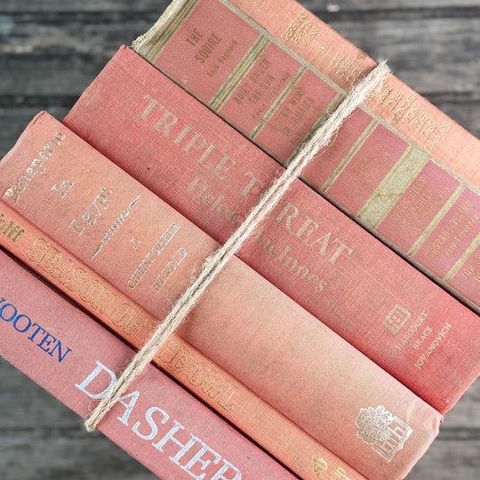 Vintage Coral, Pink, and Salmon Books for Shelf Styling