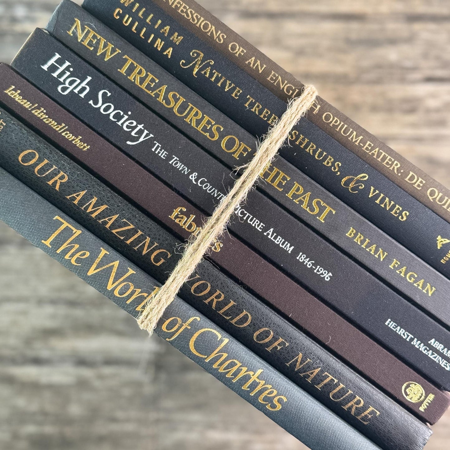 Black and Dark Brown Vintage Coffee Table Books for Styling