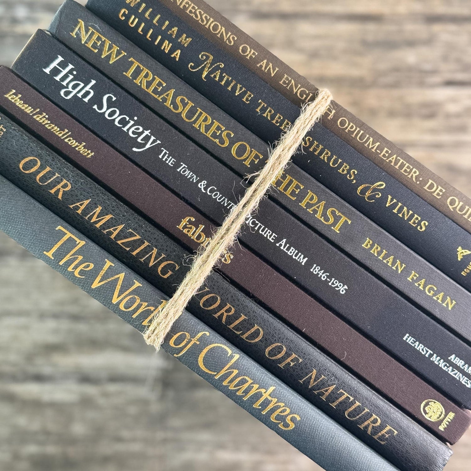 Black and Dark Brown Vintage Coffee Table Books for Styling