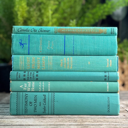 Vintage Teal and Seafoam Green Book Bundle for Coastal Shelf Styling