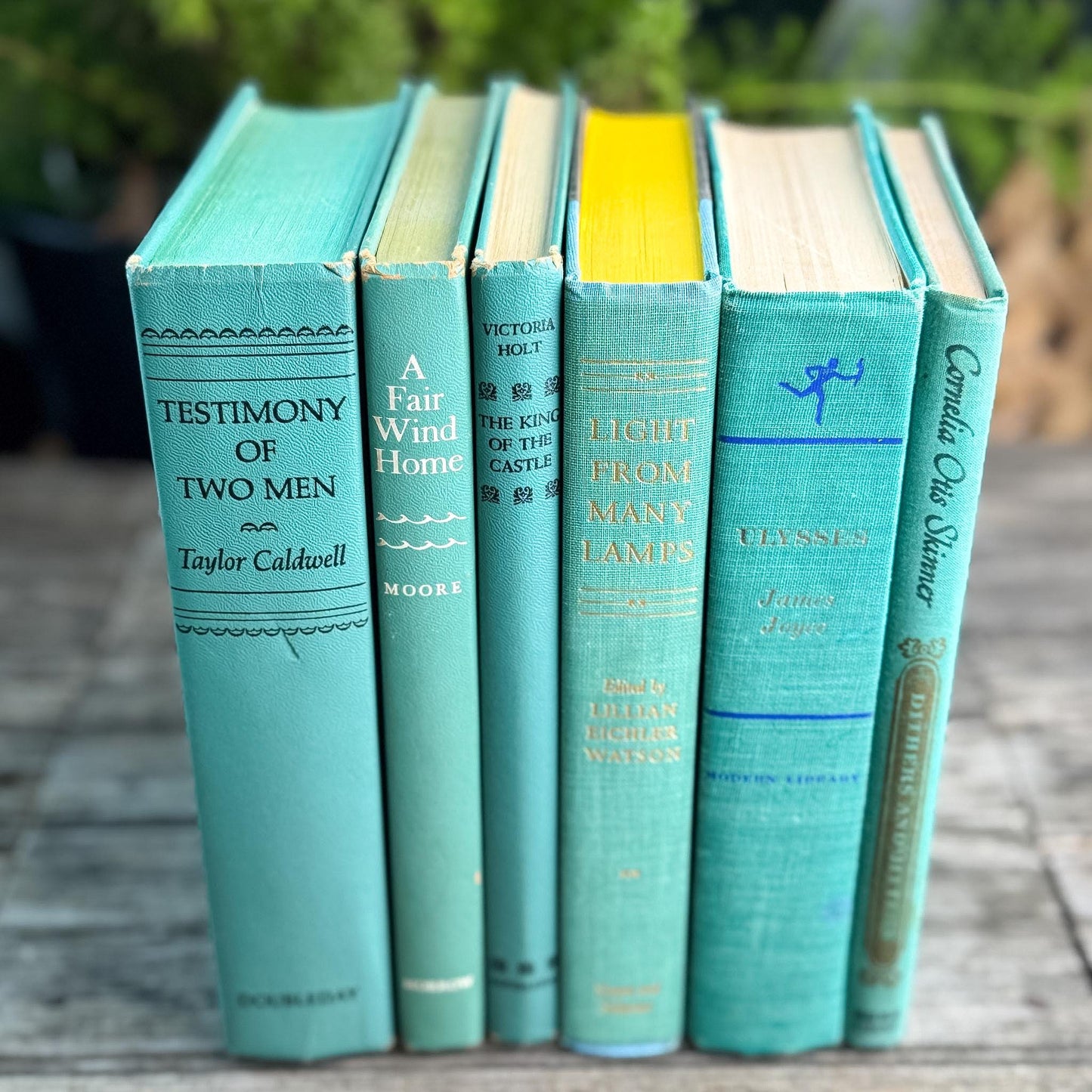 Vintage Teal and Seafoam Green Book Bundle for Coastal Shelf Styling