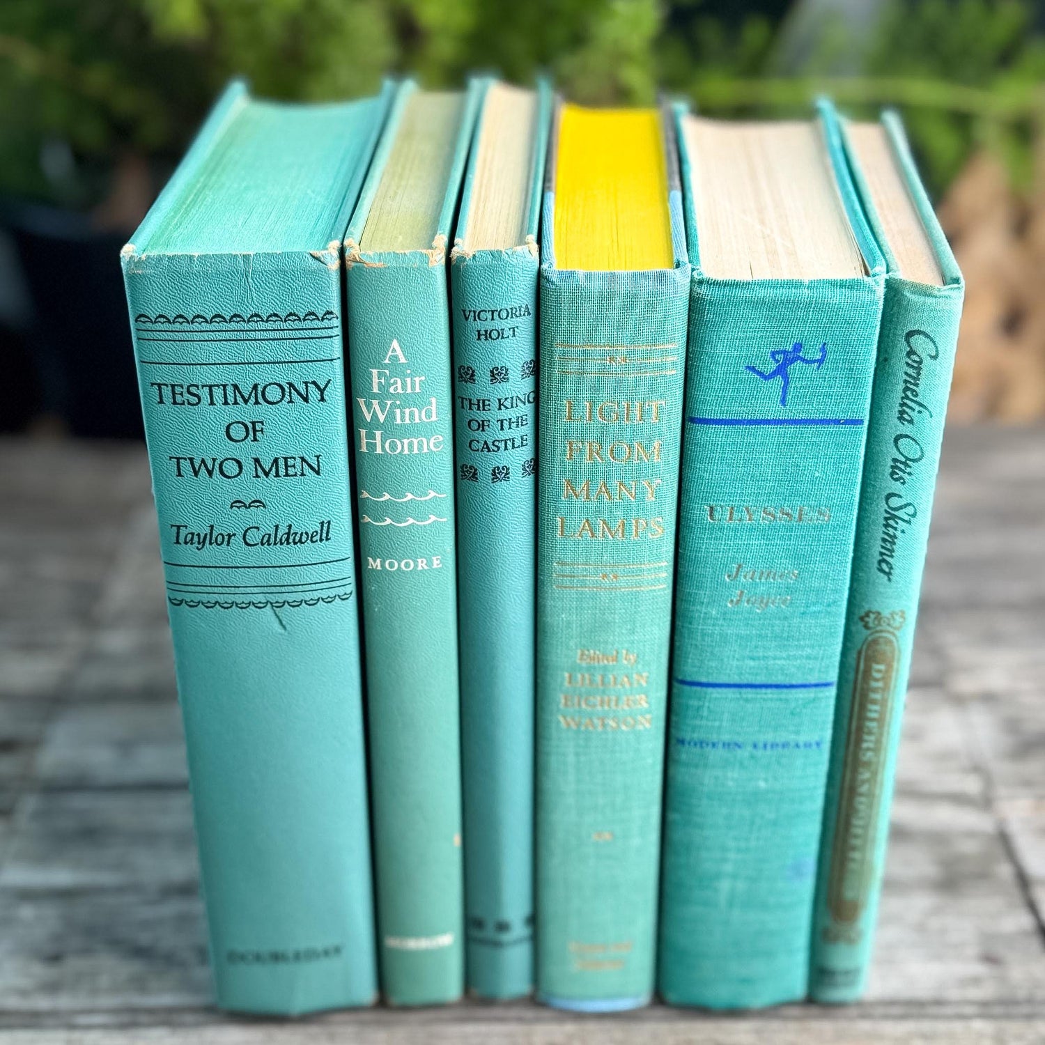 Vintage Teal and Seafoam Green Book Bundle for Coastal Shelf Styling