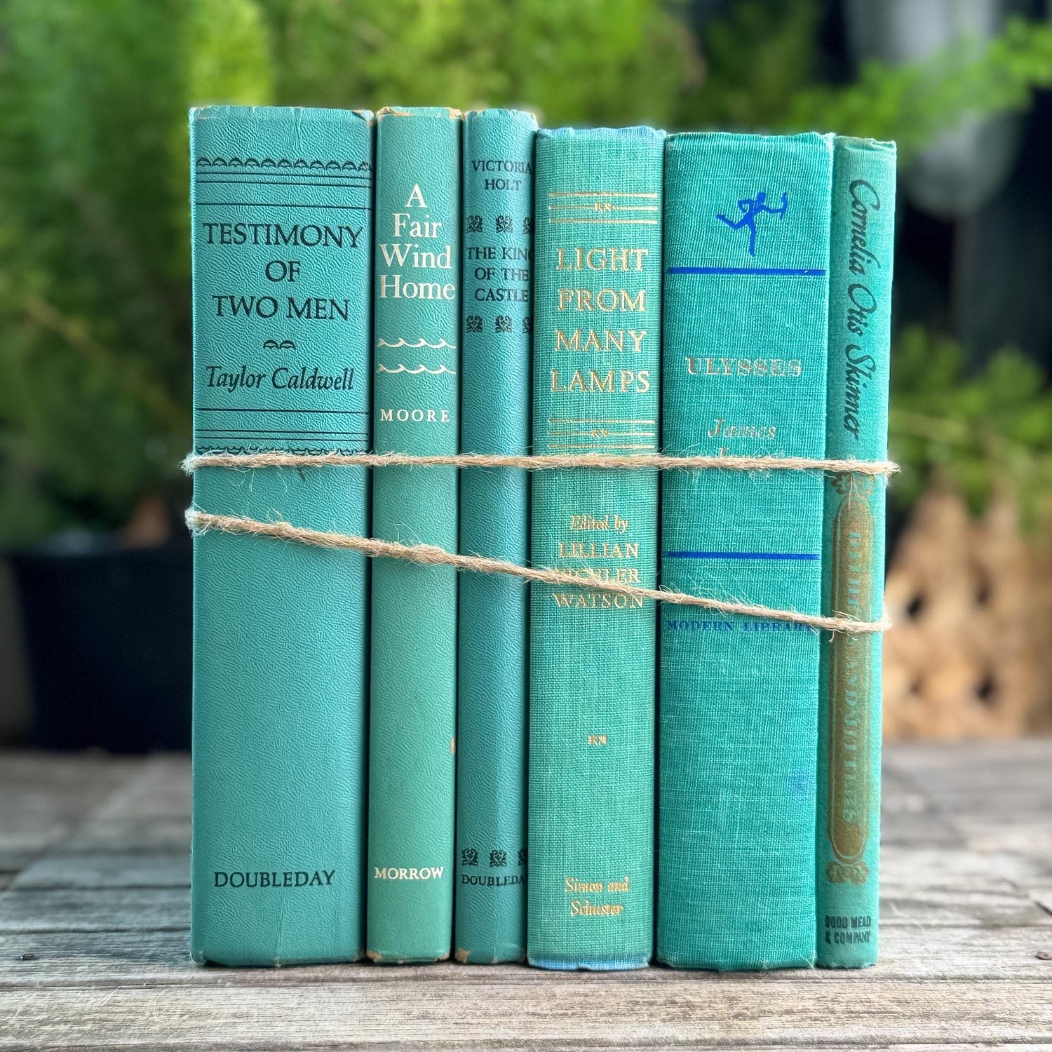 Vintage Teal and Seafoam Green Book Bundle for Coastal Shelf Styling