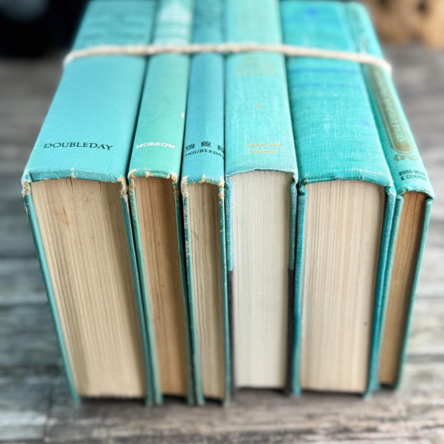 Vintage Teal and Seafoam Green Book Bundle for Coastal Shelf Styling